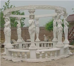 Outdoor Garden Stone Gazebo, White Marble Gazebo