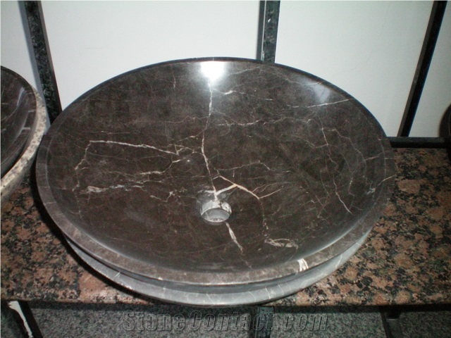 Square Granite or Marble Stone Sink for Bathroom, Black Marble Sink