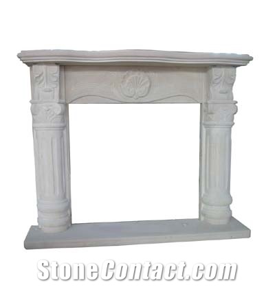 Stone Fire Place Mantel, White Marble Fireplace