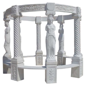 Western Woman Statue Gazebo, White Marble Gazebo