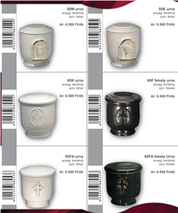 Monument Accessories, White Onyx Urn, Vase, Bench