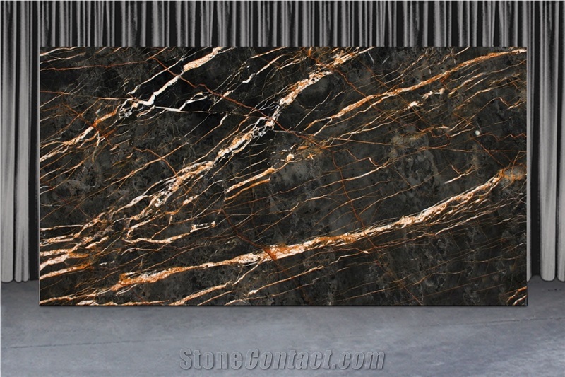Black Gold Marble Slabs from Romania-211916 - StoneContact.com