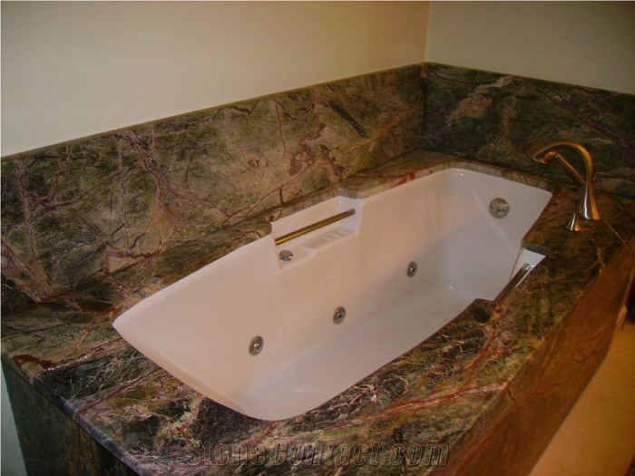 Rain Forest Green Marble Bathtub Deck