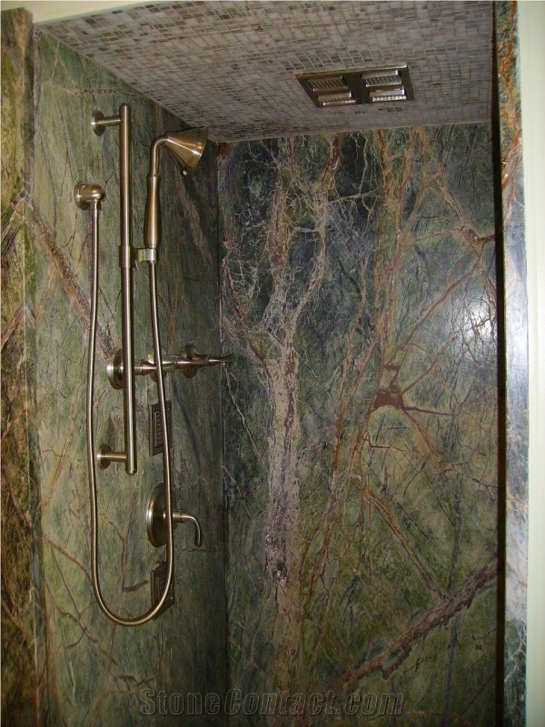 Rain Forest Green Marble Shower from United States
