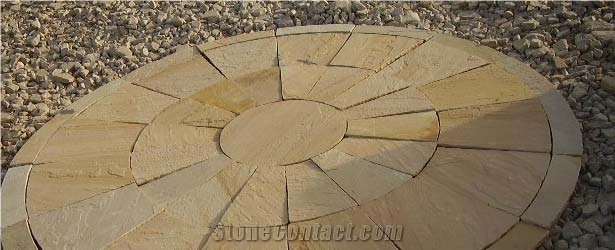 Sandstone Patio Circle for Landscaping Paver, Kota Desert Beige Sandstone Pavers