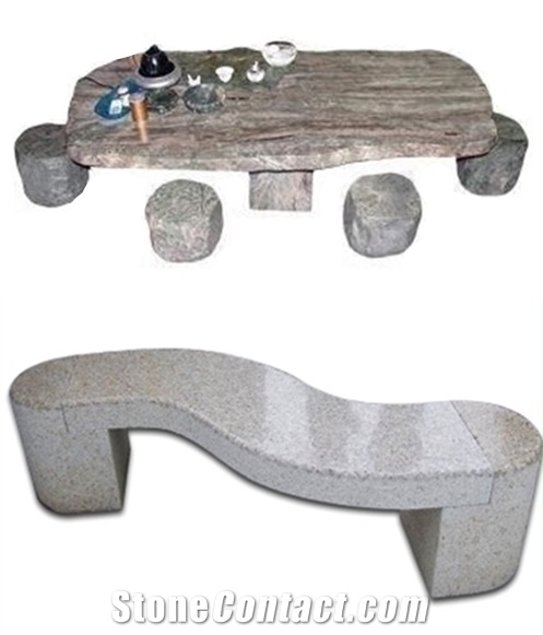 Bech Table,Landscaping Stones, Multicolor Grey Granite Table