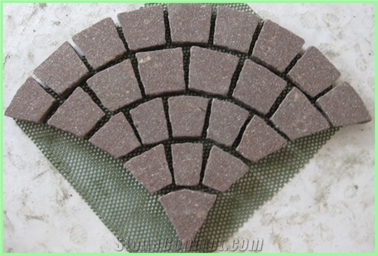 Fan Pattern Back Mesh Paving Stone,Landscaping Porphyry Granite Paving Stone