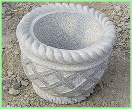 G603 Granite Flower Pot,Planters,Landscaping Stone, G603 Grey Granite Flower Pot