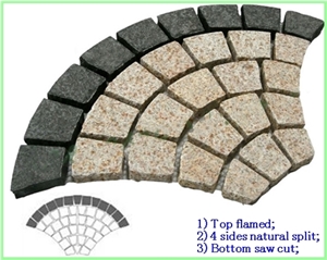 Granite Fan Pattern Back Mesh Paving Stone