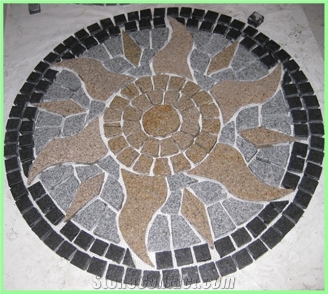 Granite Round Mosaic Medallion Pattern,Back Mesh Paving St
