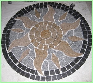 Granite Round Mosaic Medallion Pattern,Back Mesh Paving St