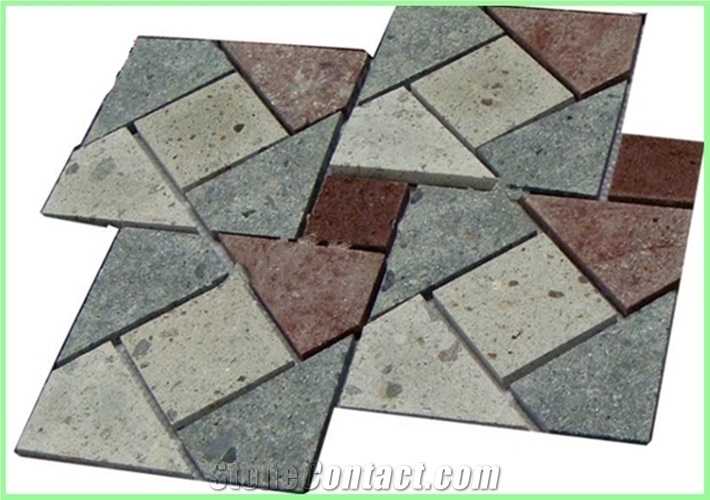 Square Pattern Back Mesh Paving Stone,Landscaping, Porphyry Granite Paving Stone
