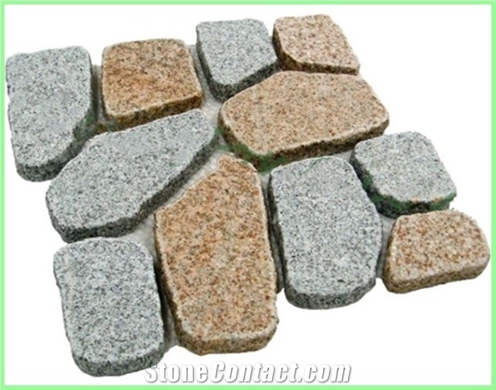 Square Pattern Back Mesh Paving Stone,Landscaping Porphyry Granite Paving Stone