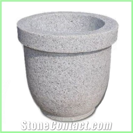 White Granite Planter Pot