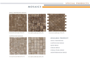 Noce Brown Travertine Mosaics