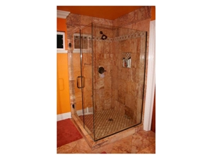 Travertine Shower Design, Noce Brown Travertine Bath Design
