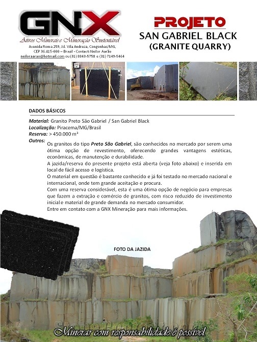 San Gabriel Black Granite Quarry, Granito Preto Sa, San Gabriel Black Granite Block