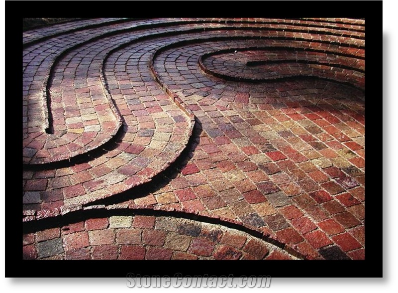 Mexico Red Porphyry Walkway Pavers, Cube Stone