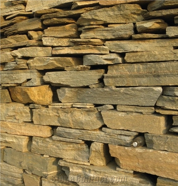 Grey Sandstone Boulder Wall, Yellow Sandstone Wall