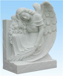 YAKING Marble Statue Tombstone, White Marble Tombstone