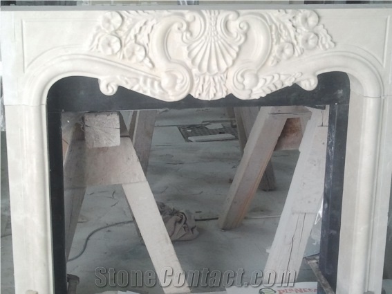 Hand Carved Fireplace Ivory White Limestone Fireplace From