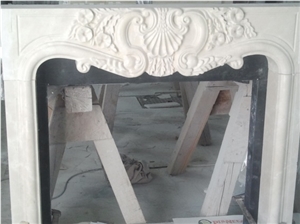 Hand-carved Fireplace, Ivory White Limestone Fireplace