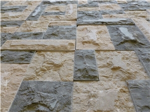 Split Surface Sinia Pearl & Milly Brown Pattern, Egypt Beige Limestone Slabs & Tiles