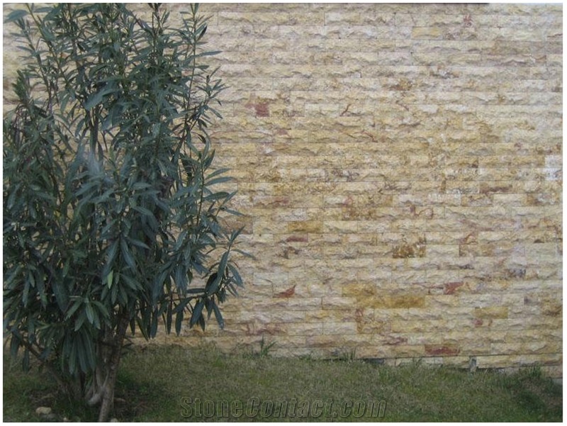 Mandras Sandstone Split Wall, Mandras Yellow Sandstone Wall