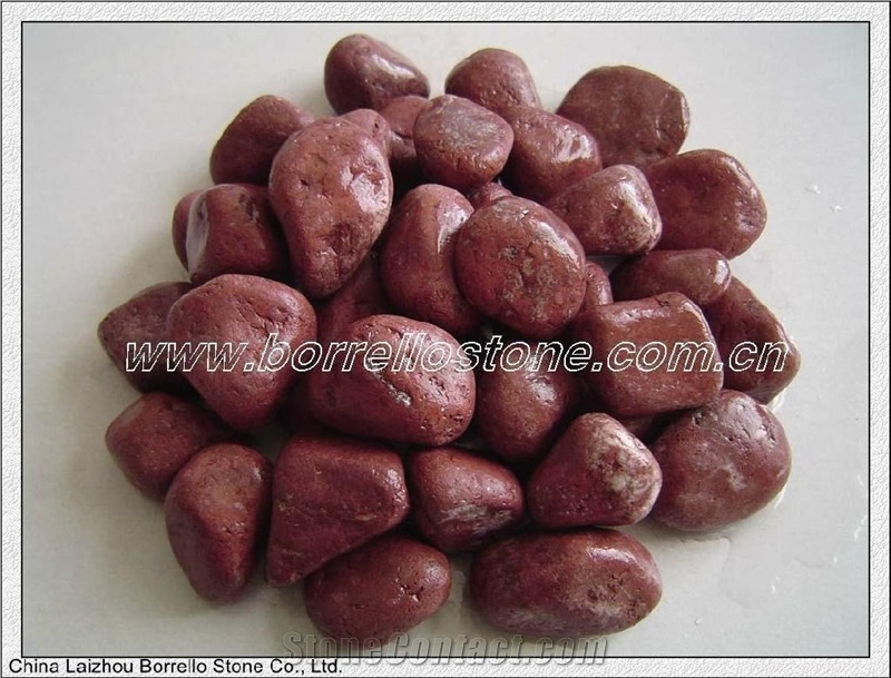 Landscaping Red Pebble For Garden, Red Granite Pebbles