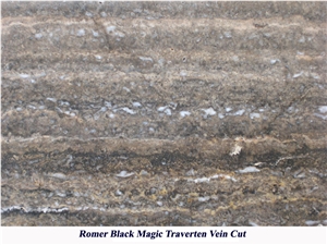 Romer Black Magic Travertine Vein Cut, Turkey Grey Travertine