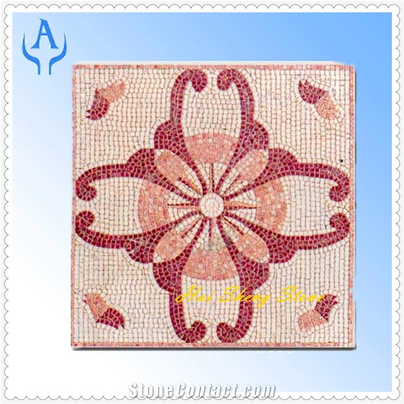 Marble Pink Mosaic Medallion, Pink Marble
