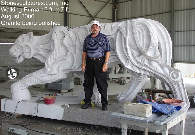 Puma Sculpture, G603 Grey Granite Sculpture