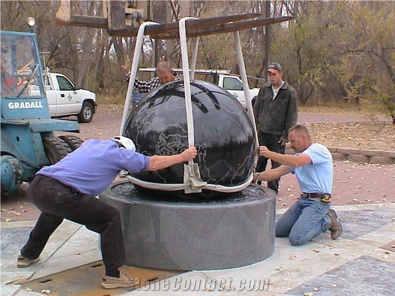 Water Fountain Globes, Absolute Black Granite Fountain
