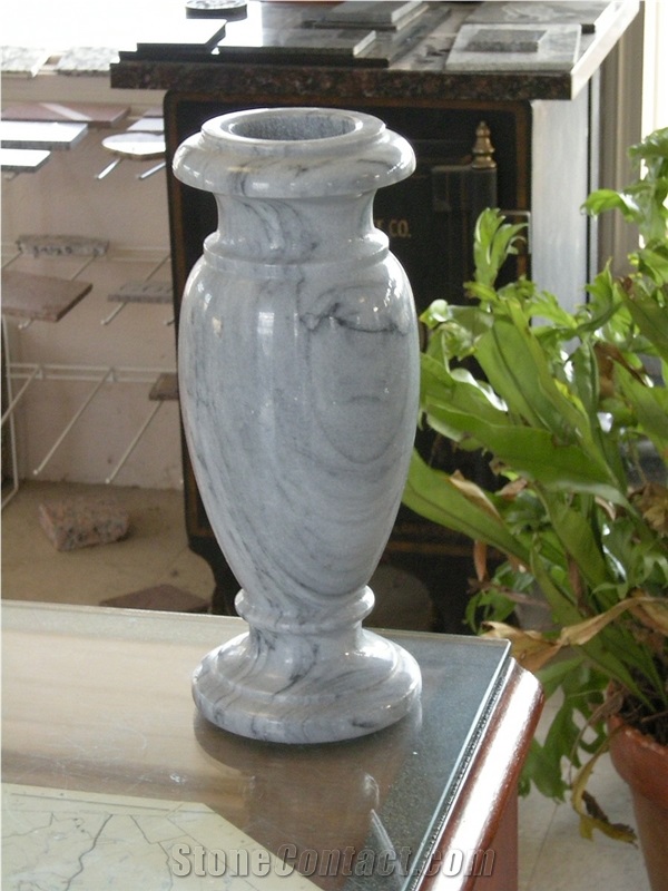 White Marble Urn, Vase, Bench