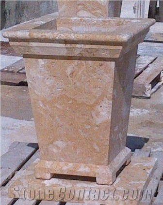 CORAL STONE GOLD HANDCRAFTS, Yellow Limestone Bench & Table