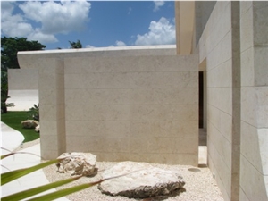 White Coral Stone Tiles Project, White Palladium Coral Stone Building, Walling
