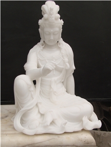 Decorative Buddha Statue, White Marble Statue