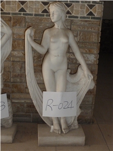 Marble Femal Nude Statue, White Marble Statue