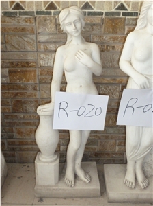 Natural Marble Nude Girl Statue Sculpture, White Marble Sculpture