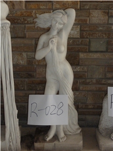Stone Nude Girl Statue, White Marble Statue