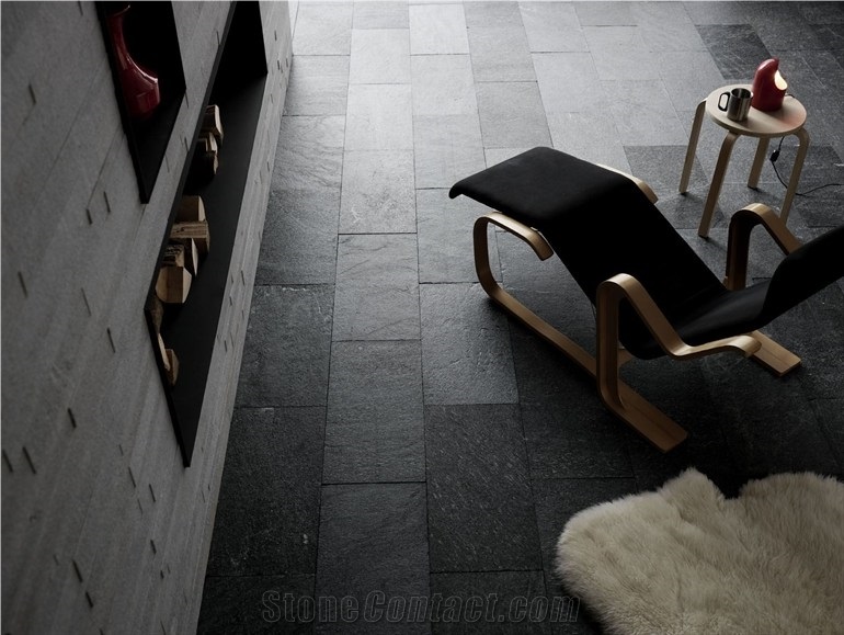 Black Slate Floor Tiles, Ardesia Liguria Black Slate Tiles