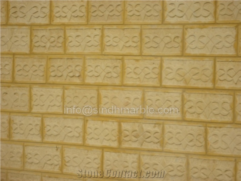 Hand Carved Made Yellow Walling, Imperial Gold Yellow Sandstone Walling