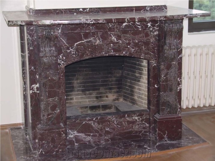 Rosso Levanto Marble Fireplace, Rosa Levanto Red Marble Fireplace