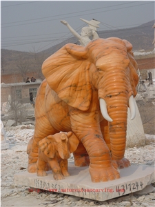 Elephant Sculpture, Pink Marble Sculpture