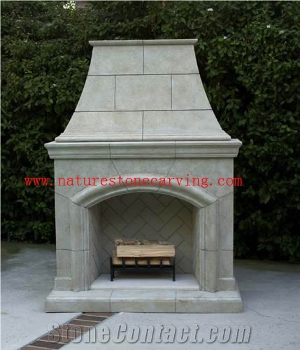 White Sandstone Fireplace Mantel