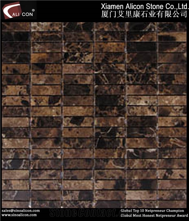Mosaic / Stone Mosaic Tile / Mosaic Tile/marble Mo, Dark Emperador Brown Marble Mosaic