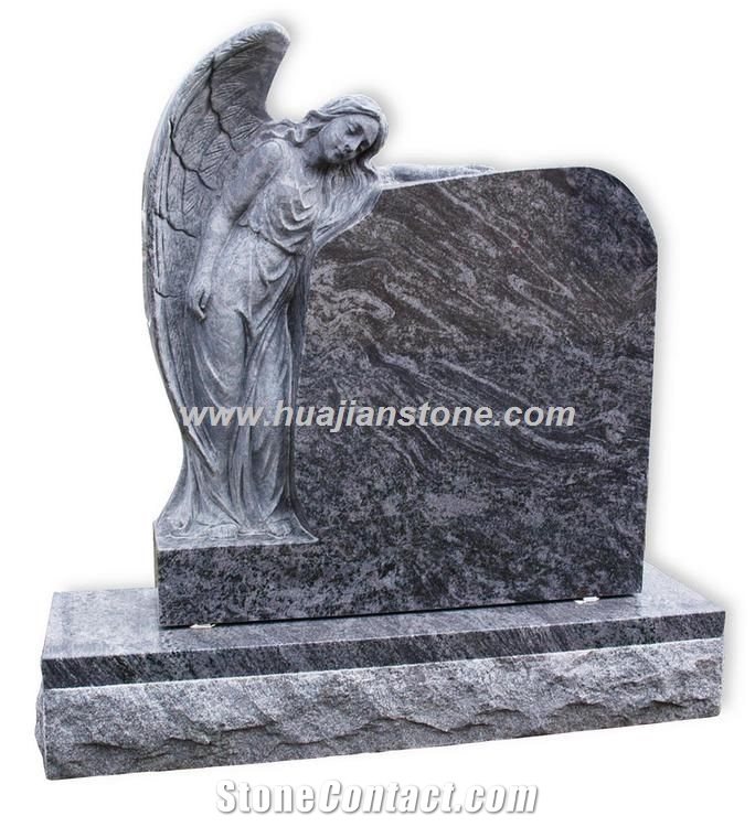 Single Angel Holding A Heart, Shidao Red Granite Monument, Tombstone ...