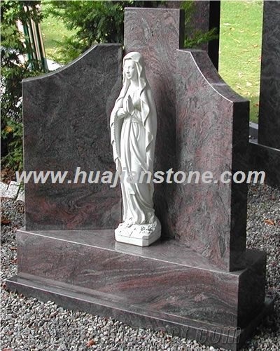 Tombstone With Angels, Shidao Red Granite Tombstone