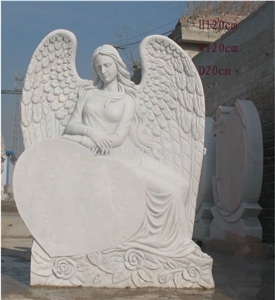 White Marble Angel Style Tombstones