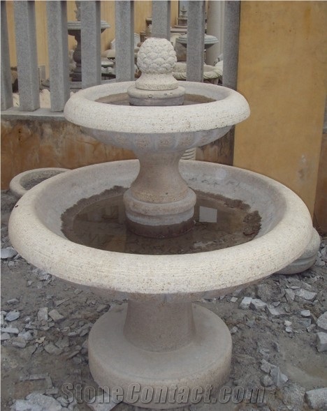 Carved G682 Rusty Yellow Granite Garden Fountains, Exterior Fountains